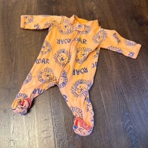 Orange Lion Print Kids One Piece Footed Sleeper Newborn